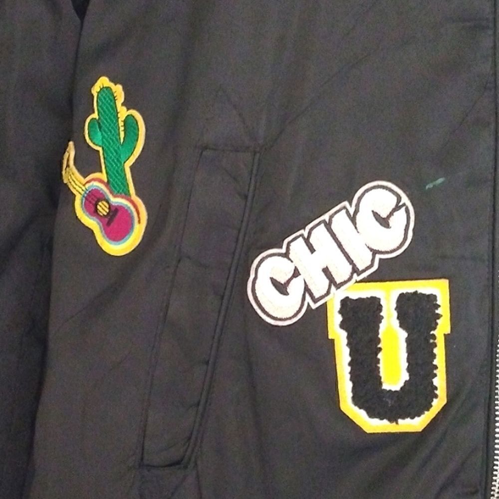 Varsity Jacket Black Satin Patches size small - Picture 6 of 14